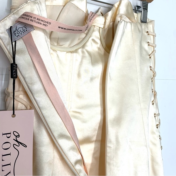 Oh Polly Callidora Lace Up Dress Gown Ivory Size US 4 NWT - Picture 13 of 15